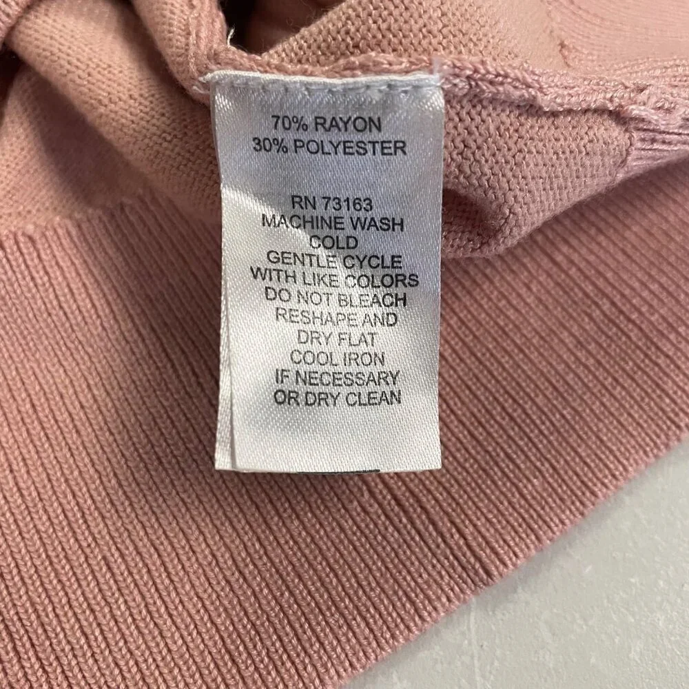 Cable & Gauge Womens Cut Out Sweater 3/4 Sleeve Pink Size 2X